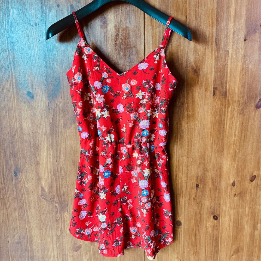 Stradivarius Red Floral Romper